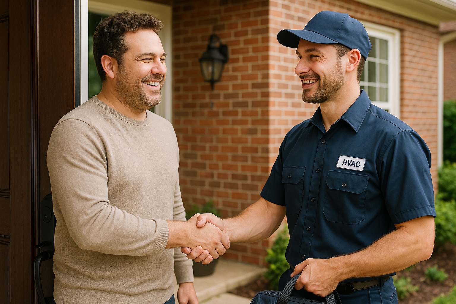 Happy homeowner after HVAC service